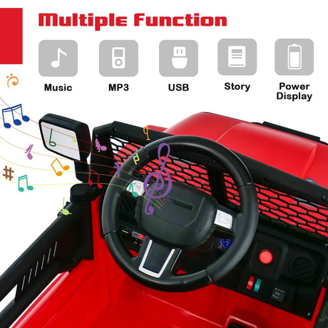 12V Kids Ride on Car with Remote Control and Music-Red