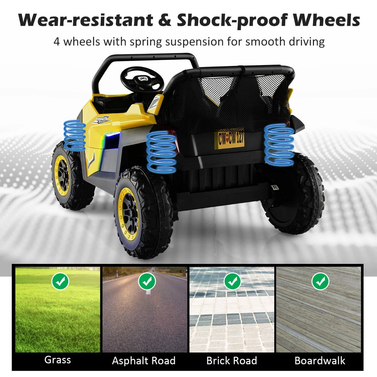12V Battery Powered Electric Car 2-Seater Kids Ride on UTV-Yellow