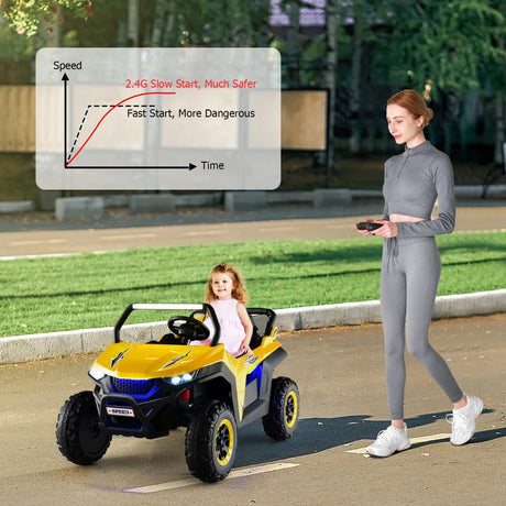 12V Battery Powered Electric Car 2-Seater Kids Ride on UTV-Yellow