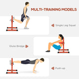 SPORTNOW Bulgarian Split Squat Stand, 12-Level Adjustable Single Leg Squat Machine with Foam Roller and Anti-Slip Pads for Lower Body Strength Training, Red