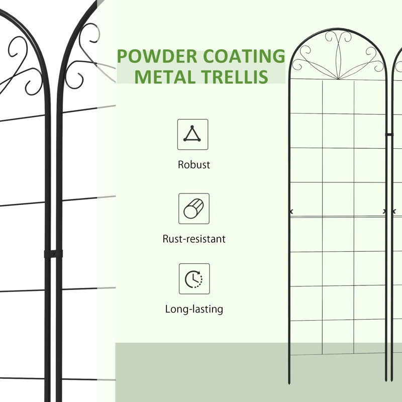 Outsunny Metal Trellis Set of 2, Garden Trellis for Climbing Plants Support Frames, Grid Design