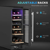 HOMCOM 16 Bottle Dual Zone 5-18 Wine Fridge - Black