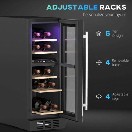 HOMCOM 16 Bottle Dual Zone 5-18 Wine Fridge - Black