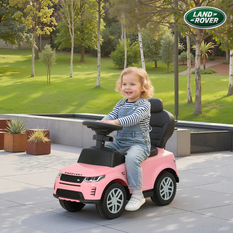 AIYAPLAY LAND ROVER DISCOVERY Licensed Baby Push Car, 2-in-1 Ride on Car with Push Handle and Safety Guardrail, Pink