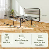 HOMCOM King Size Steel Industrial Bed Frame - Black