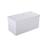 HOMCOM Folding Faux Leather Storage Cube Ottoman Bench Seat PU Rectangular Footrest Stool Box (Cream White)