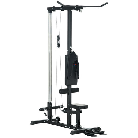 SPORTNOW Pull Up Station, Power Cage with Adjustable Seat, for Home Gym - Black