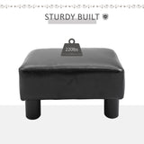 HOMCOM Faux Leather Footstool, Small Foot Rest, Rectangle Sofa Stool for Bedroom Living Room, Black