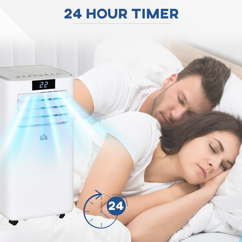HOMCOM 7000 BTU Air Conditioning Unit, 3-in-1 Portable Air Conditioner, Dehumidifier, Cooling Fan with Remote Control, LED Display, 2 Speeds, 24H Timer, Window Venting Kit, 15m2