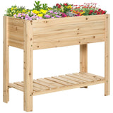 Outsunny Wooden Raised Plant Stand Outdoor Flower Bed Box with Clapboard 100 x 40 x 84cm