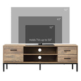 HOMCOM Light Industrial-Style TV Stand Cabinet - Brown/Black