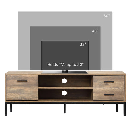 HOMCOM Light Industrial-Style TV Stand Cabinet - Brown/Black