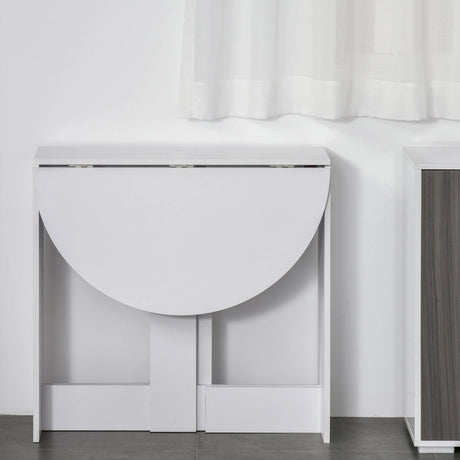 HOMCOM Space-saving Drop Leaf Table, Folding Dining Table for Small Space, Kitchen, Dining Room, White