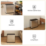 HOMCOM 8L Hanging Kitchen Bin, Rubbish bin with Lid and Removable Inner Bucket for Under Cabinet Door, Under Sink, Office