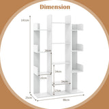 Tree-Shaped Bookshelf with 13 Compartments-White