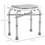 HOMCOM Aluminium Shower Stool for Elderly, Height Adjustable Shower Seat with Removable Padded Cushion, Shower Head Holder, Non-Slip Bath Stool for Seniors, Disabled, Pregnant, White