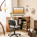 Corner Computer Desk Triangle Writing Workstation with Storage Shelf-Rustic Brown