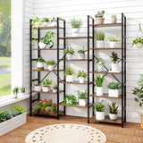 5-tier Triple Wide Heavy-duty Metal Frame Industrial Bookshelf-Rustic Brown