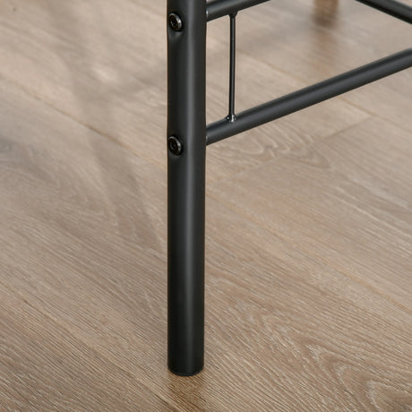 HOMCOM 3-Piece Dining Table Set , Metal Frame Wood Top Breakfast Bar Table Set for 2, Dining Table w/Storage Shelf & 2 chairs