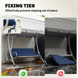 Outsunny 3 Seater Bench Cushion, Garden Chair Cushion with Back and Ties for Indoor and Outdoor Use, 98 x 150 cm, Dark Blue