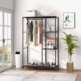 HOMCOM Steel Frame Clothes Storage Rack, with Shelves - Black