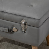 HOMCOM Elegant Velvet Footstool Pouffe Storage Trunk Stool Wood Legs Foot Pads Home Bedroom Hallyway Unique Storage Grey