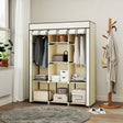HOMCOM Fabric Wardrobe, with Rails and Shelves - Cream White