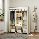 HOMCOM Fabric Wardrobe, with Rails and Shelves - Cream White