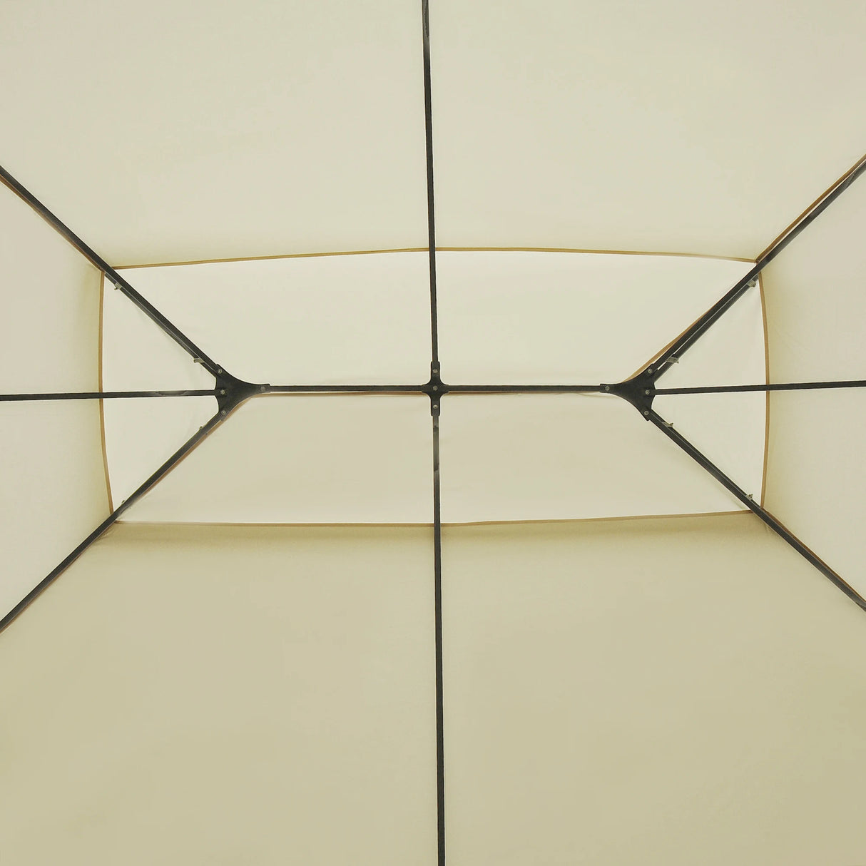 Outsunny 4x3m Gazebo with Curtains, Double Roof Outdoor Shelter for Garden, Solid Steel Frame, Perfect for Lawn & Deck, Beige