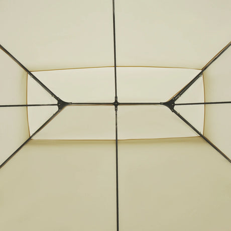 Outsunny 4x3m Gazebo with Curtains, Double Roof Outdoor Shelter for Garden, Solid Steel Frame, Perfect for Lawn & Deck, Beige