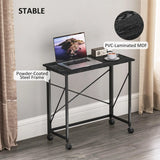HOMCOM 80 cm Folding Desk on Wheels - Black