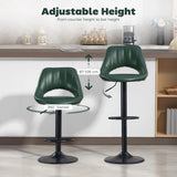 HOMCOM Set of Two Faux Leather Bar Stools - Dark Green