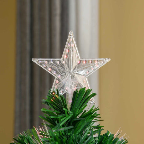 HOMCOM 4FT Pre-Lit Fibre Optic Artificial Christmas Tree Holiday Xmas Dcor with Tree Topper Multi-Colour