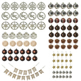 HOMCOM 6' Artificial Prelit Christmas Trees Holiday Dcor with Warm White LED Lights, Decoration, Banner, Tag, Ball