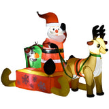 HOMCOM 4ft Christmas Inflatable Santa Claus Sledge Sleigh Reindeer Blow Up Decoration Xmas Décor for Garden