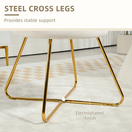 HOMCOM Velvet-Feel Lotus Petal Accent Chair - Cream