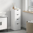 HOMCOM 4-Drawer Bathroom Cabinet, Freestanding Narrow Storage Cabinet with Groove Handles for Small Spaces, White