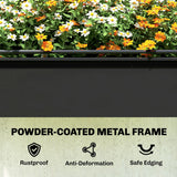 Outsunny Raised Planter with Flip-Up Greenhouse Cover, Metal Raised Garden Bed on Legs with Drainage Hole, Black