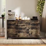 HOMCOM Sideboard, Industrial Storage Cabinet with Doors, Drawer, Cupboard and Adjustable Shelves for Living Room, Dining Room, Hallway, Rustic Brown