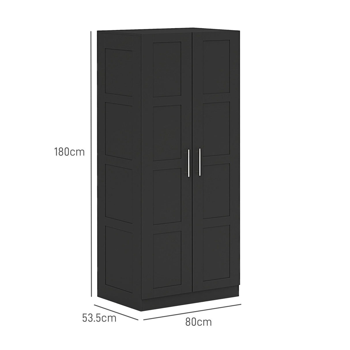 HOMCOM Double Panel Door Wardrobe, with Shelves - Black