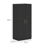 HOMCOM Double Panel Door Wardrobe, with Shelves - Black