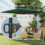 Outsunny Cantilever Parasol with Weighted Base Double Top Garden Parasol Square Hanging Patio Umbrella with Crank Tilt Dark Green