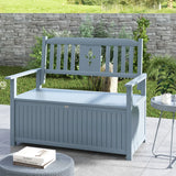 Outsunny Two-Seater Wooden Storage Bench - Grey