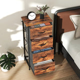 HOMCOM Chest of Four Fabric Drawers - Rustic Brown
