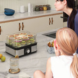 HOMCOM 5 Tier Food Dehydrator, 245W Stainless Steel Food Dryer Machine with Adjustable Temperature for Drying Fruit, Meat, Vegetable, Jerky and Pet Treat, Black