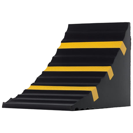 HOMCOM 2 PCs Rubber Wheel Chocks Heavy Duty Blocks for Vehicles, Cars, Caravan, Trailer with Handle 25L x 16W x 19H cm