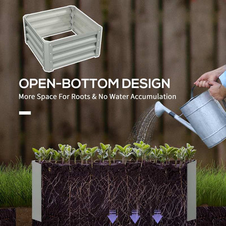 Outsunny Set of Two 60 x 60cm Steel Planter Boxes - Light Grey