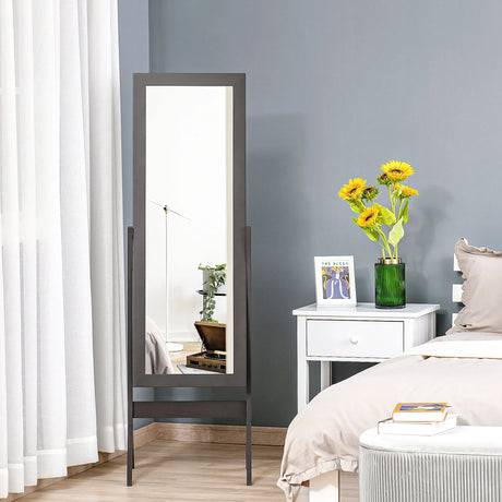 HOMCOM Full Length Mirror, Freestanding Adjustable Angle Dressing Mirror for Bedroom, Living Room, 148 x 47 cm, Brown