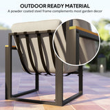 Outsunny Garden Furniture Set, 4 Piece Indoor Outdoor Conservatory with Loveseat Sofa, Armchairs, Glass Top Coffee Table, Cushions for Balcony, Poolside, Patio, Light Grey