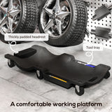 DURHAND Mechanic Vehicle Creeper, Under-Car Rolling Crawler Board, with Headrest, Wheels, Black